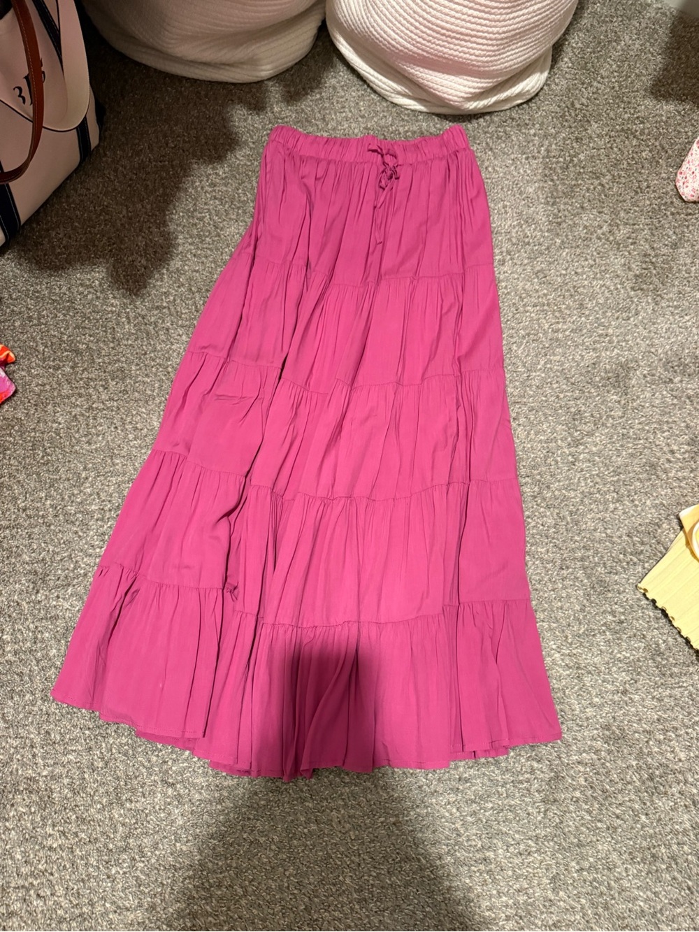 Women's Tiered Maxi Skirt - Hot Pink